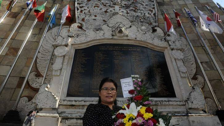 Bali bombing survivor Thiolina Marpaung.at the Bali Bombing memorial. Photo: Alan Putra