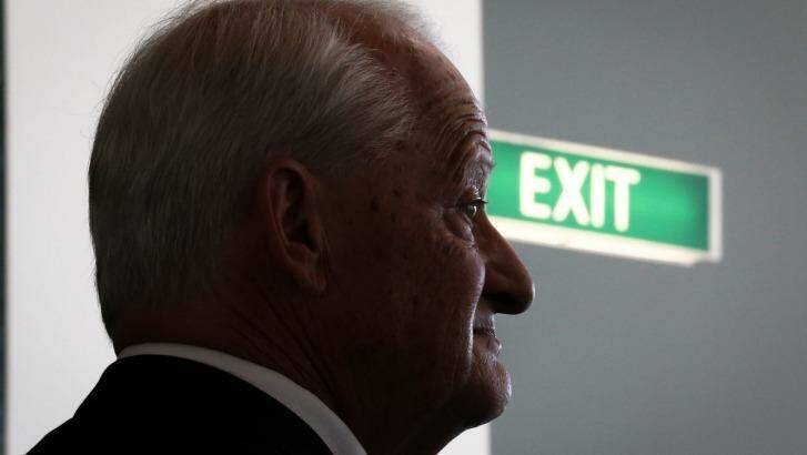 Liberal MP Philip Ruddock addresses the media during a doorstop interview after announcing he will not be seeking re-endorsement for the seat of Berowra. Photo: Alex Ellinghausen