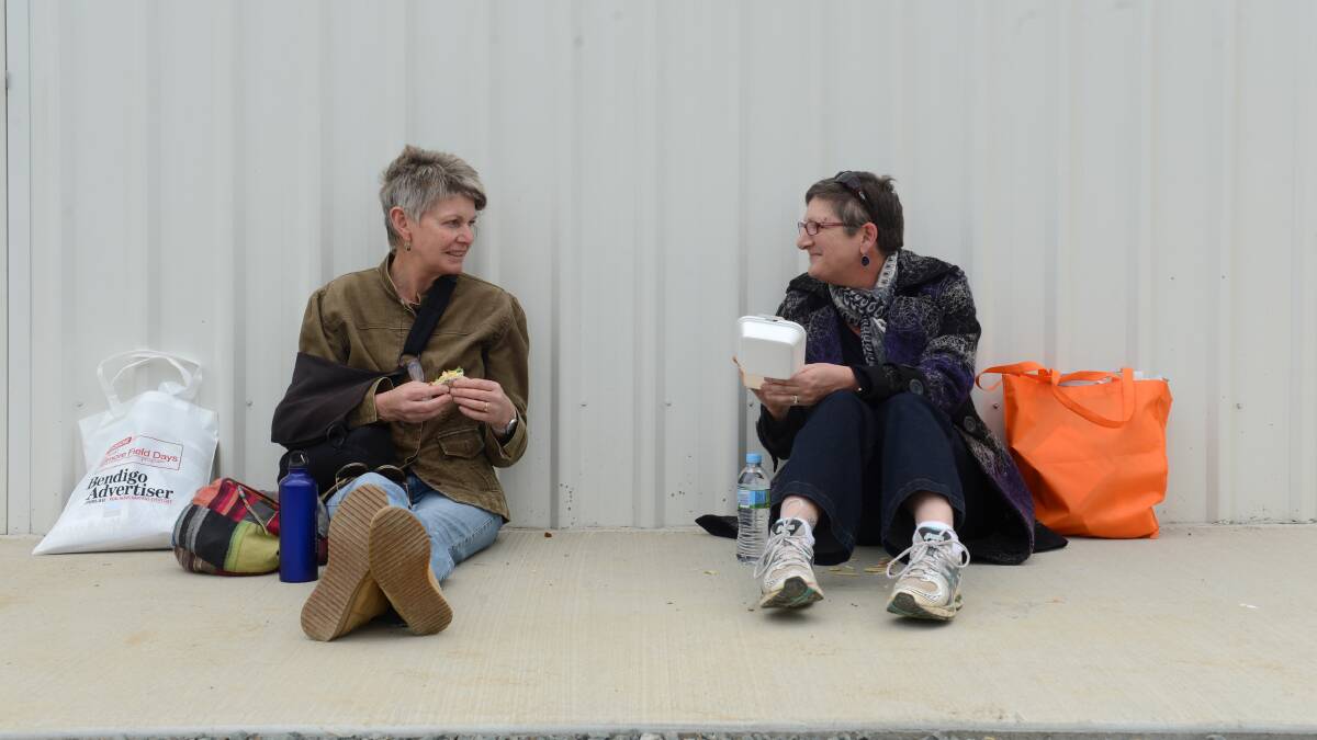 Karen Creighton and Debra Kruz at day two of the Elmore Field Days.

Picture: JIM ALDERSEY