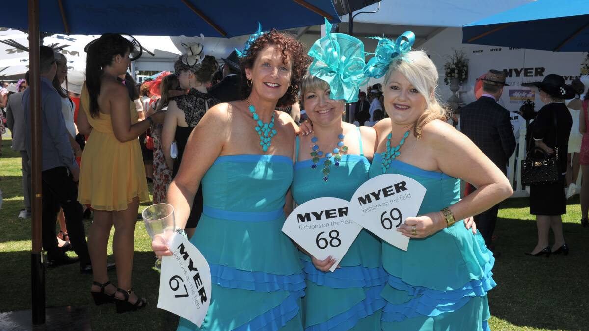 Margo Sloane, Toni Wright and Sue McLean at the 2013 Bendigo Cup.

Picture: JIM ALDERSEY