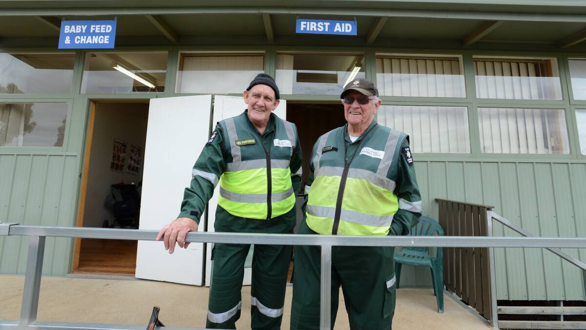 Volunteers Les Parkinson and Ron McTaggart from St John Ambulance at day two of the Elmore Field Days.

Picture: JIM ALDERSEY
