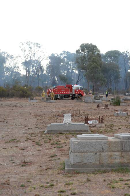 CFA crews battle a small blaze in the Bendigo Cemetary.

Picture: JIM ALDERSEY