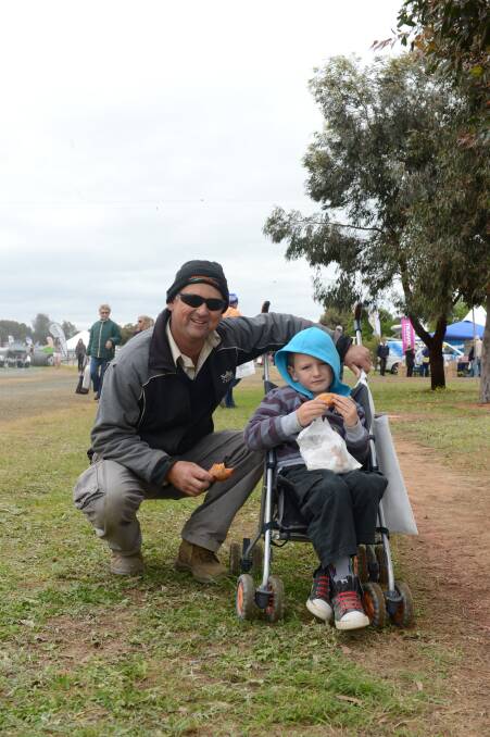 Glen and Riley Frewin at day two of the Elmore Field Days.

Picture: JIM ALDERSEY