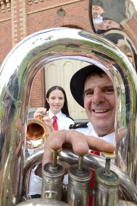 Maldon Brass Band members Amelia Rowe with a Flugel Horn and Drummer Martin Mulholland with a B Flat Bass outside the Maldon Community Centre ahead of the Maldon Easter Festival.

270313
Pb Jim Aldersey