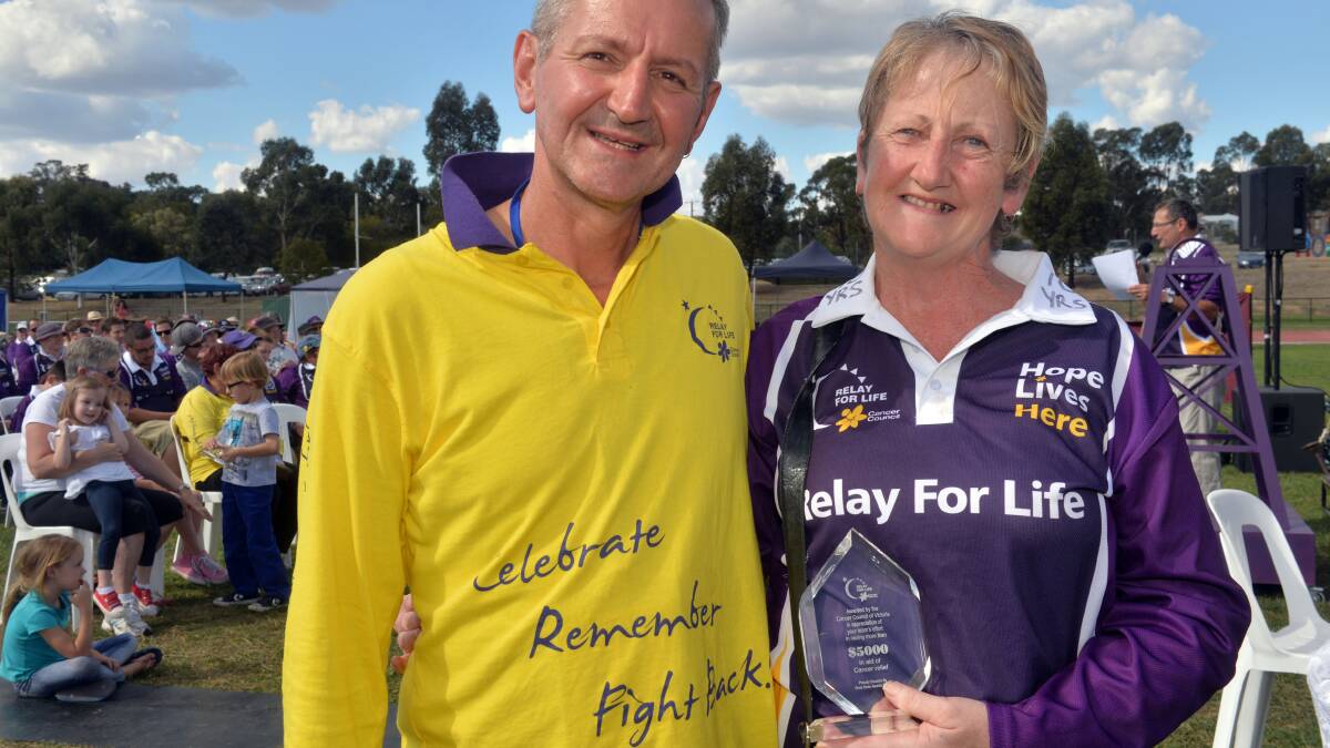 Award for $5000 or more fund raised  Rob Kean, Chairman of Bendigo RFL Committee & Wendy Aitkenhead of Bravehearts
Picture: BRENDAN McCARTHY
