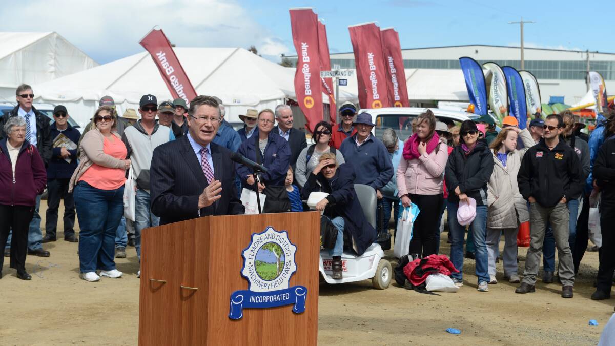 Premier Denis Napthine talks during the official opening at day 1 of the Elmore Field Days.

Picture: JIM ALDERSEY