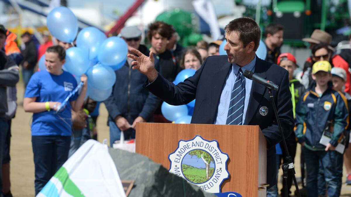 EFD President David Trewick talks during  the official opening at day 1 of the Elmore Field Days.

Picture: JIM ALDERSEY