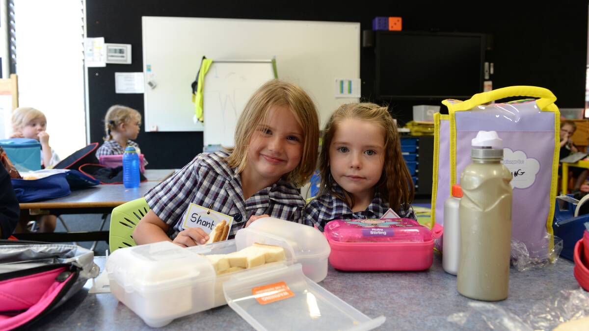 Lightning Reef Primary School Foundation students first day. Shante and Ruby.

Picture: JIM ALDERSEY