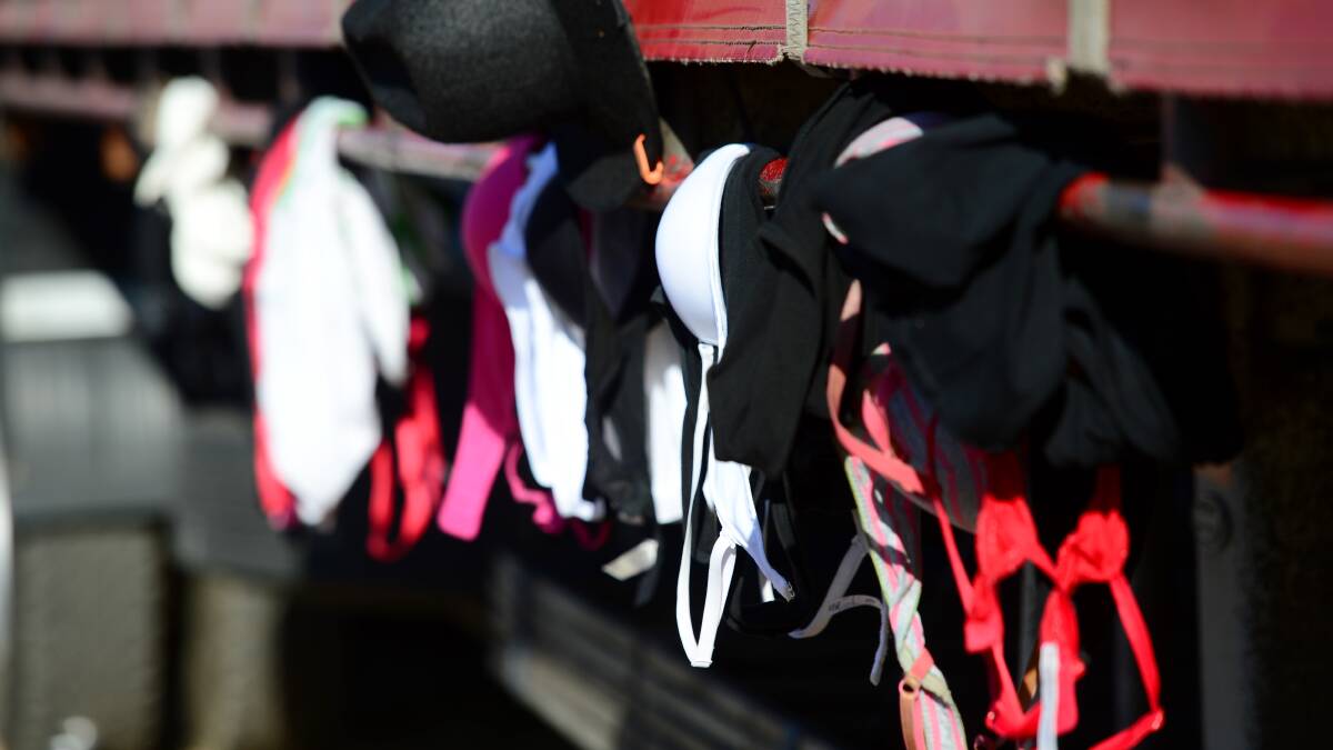 Bras hanging during the wet T-shirt competition.

Picture: JIM ALDERSEY