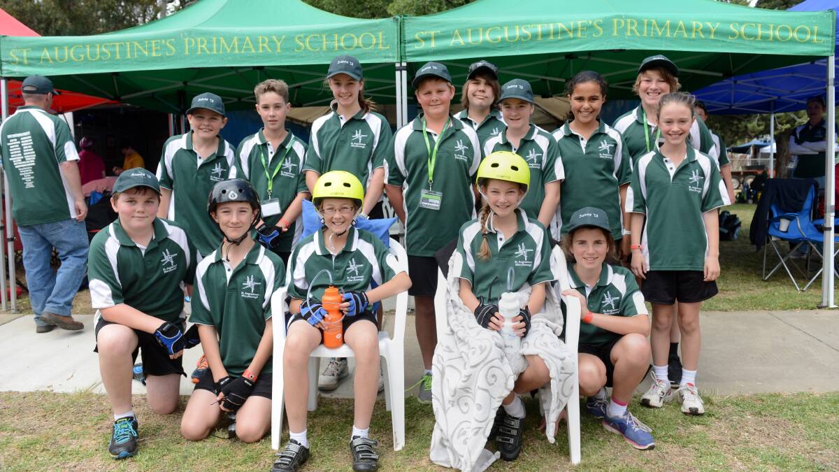 St Augustines students with upcoming riders Taylah and Laura (centre) during the RACV Energy Breakthrough in Maryborough.

Picture: JIM ALDERSEY