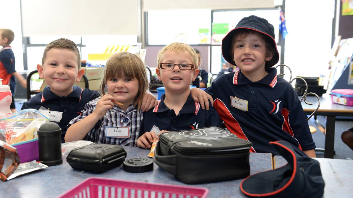 Lightning Reef Primary School Foundation students first day. Declan, Lily, Joshua and Boeden.

Picture: JIM ALDERSEY