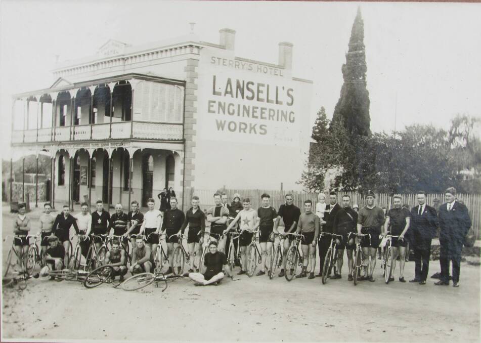 1937 Bicycle club members and officials prepare to start a road race. Some of the men in suits are believed to be members of the Flood family. The picture was contributed by Len Steel. Mr Steel's father, Erle, is pictured in the back row, 10th from left.  