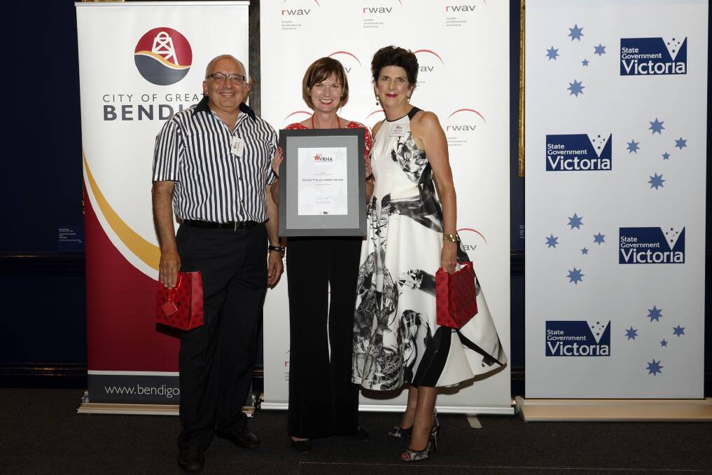 Winner: Dr Adel Asaid and Kathy Tuohey with Mary-Anne Thomas MP. Picture: CONTRIBUTED