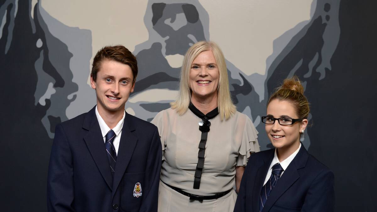 WCB awards: Principal Leanne Preece with school captains Tallis Miles and Milly Bush. Picture: JIM ALDERSEY