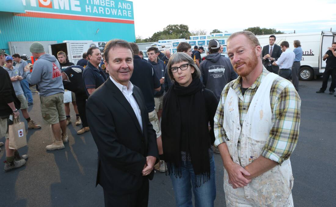 SUPPORT: Stephen Iser with HALT founders Catherine Pilgrim and Jeremy Forbes. Picture: PETER WEAVING