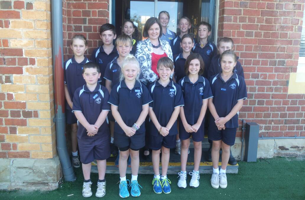 VISIT: Lisa Chesters with students at Eaglehawk North Primary School. 