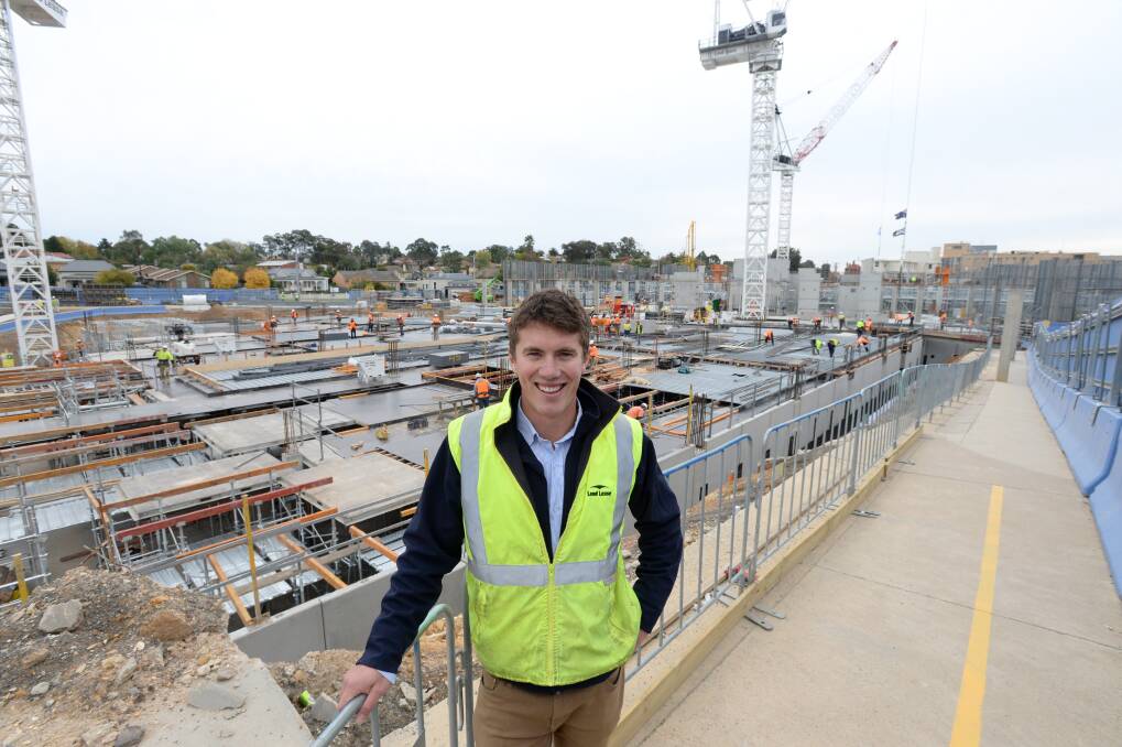 AT WORK: Tom Calvert from Lend Lease overlooks the new hospital site. Picture: JIM ALDERSEY
