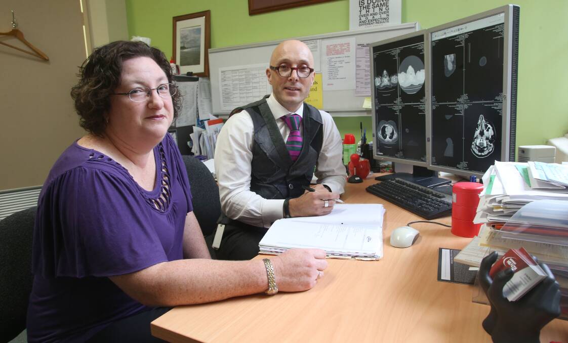 ABOVE: Leanne Galtieri and Dr Rob Blum. Ms Galteri started her breast cancer journey in 2004 and is one of Dr Blum’s patients.  Picture: PETER WEAVING