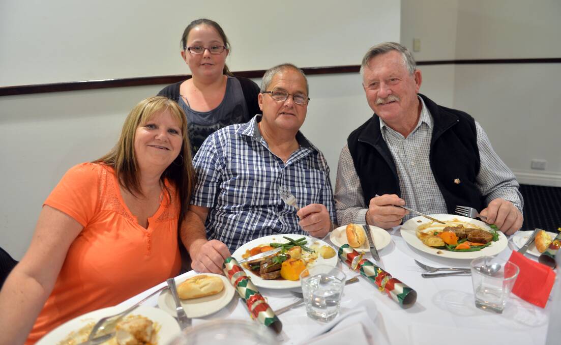 LUNCH: Donna Needs, Chara Wooley, Geoff Needs and Norm Harris. Picture: BRENDAN MCCARTHY
