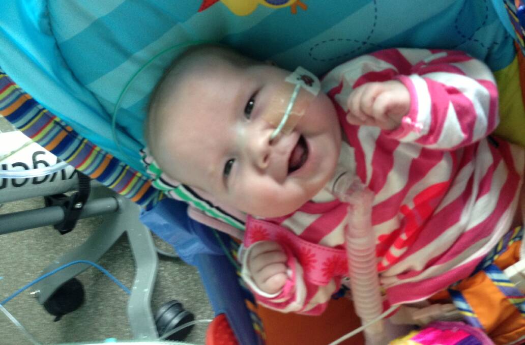 FIGHTER: Baby Evie Stove has already survived nine cardiac arrests. Picture: SUPPLIED