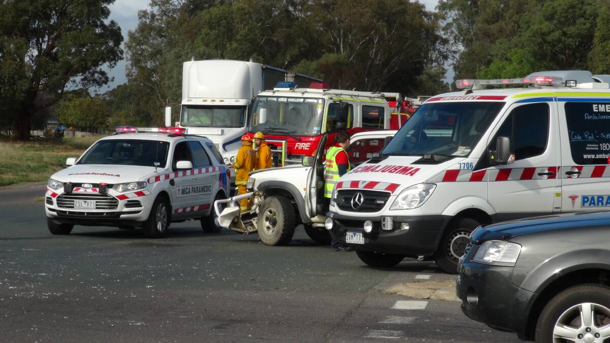 CRASH SCENE:  The accident at Lockwood crossing. Picture: LEIGH SHARP