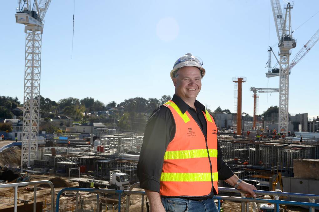 AT WORK: Mark Bolzon at the new Bendigo Hospital project site. Picture: JIM ALDERSEY
