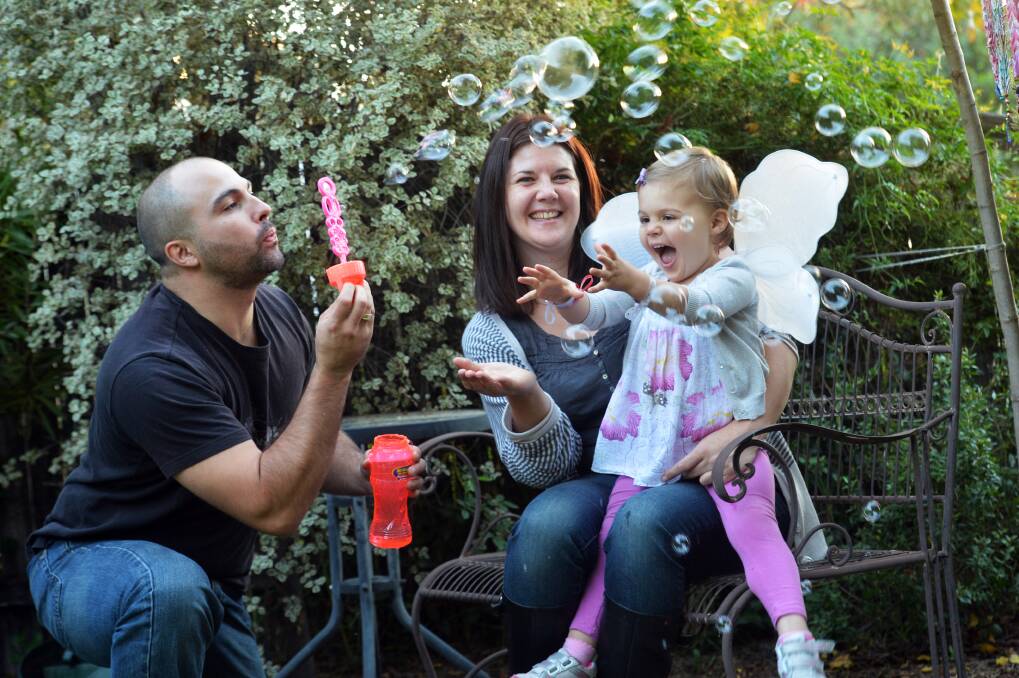 FAMILY: Lucas Cross and Bree McAlpine's with their daughter Millicent. Picture: BRENDAN McCARTHY
