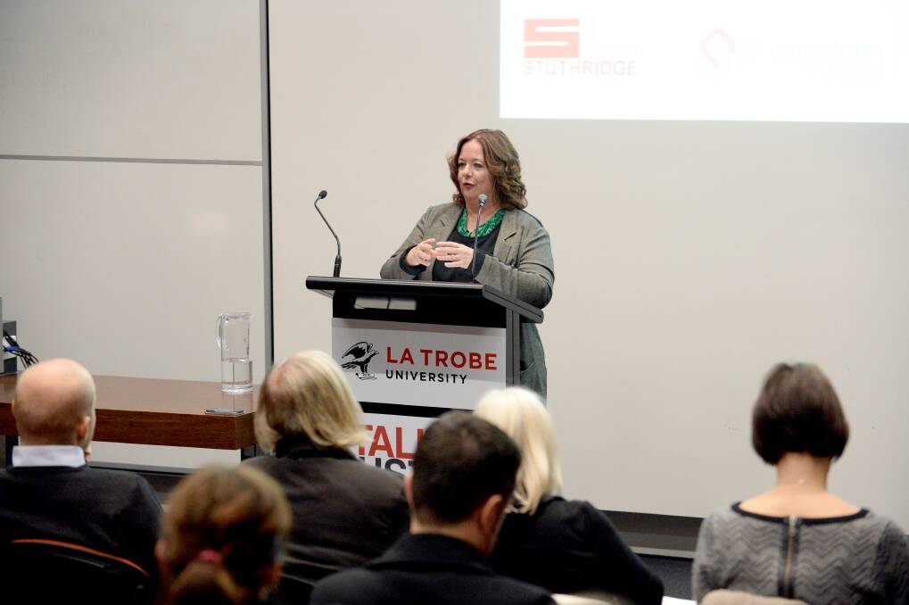 THOUGHTFUL:  Anne Manne speaks at the forum on Saturday. Picture: LIZ FLEMING
