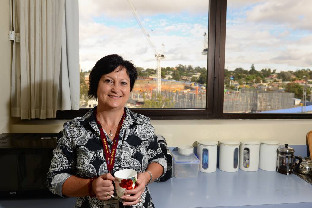 VIEW: Carolyn Ball looks out over the new Bendigo Hospital project site. Picture: JIM ALDERSEY