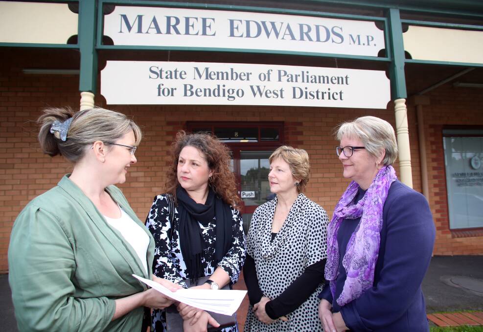 MEETING: MPs Jacinta Allan and Maree Edwards with Liz March and Kim Sykes.  