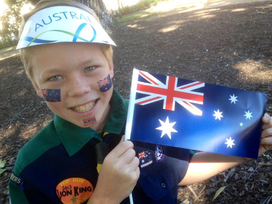 CASTLEMAINE: Austin Williams, 11, celebrating Australia Day. Picture: BRENDAN MCCARTHY