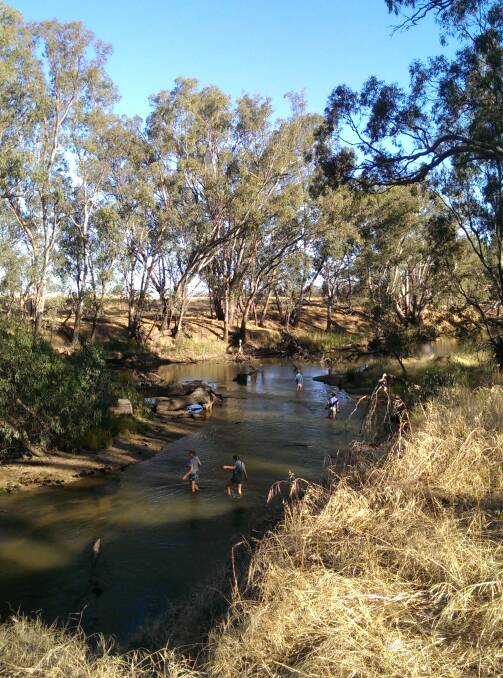 WATER FUN: Riley Clarke, Lauren Maloney, Rowan Goffin and Emily Field enjoy Australia Day on the Loddon River. Picture: CONTRIBUTED