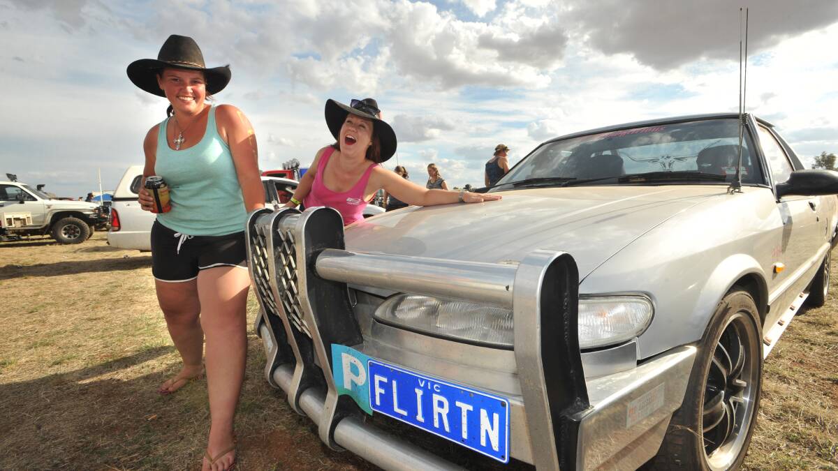 Elmore Summer Send Off Ball
Sarah Long with her ute from Maldon with her friend Naomi Baxter 
Pic Julie Hough 09.03.13