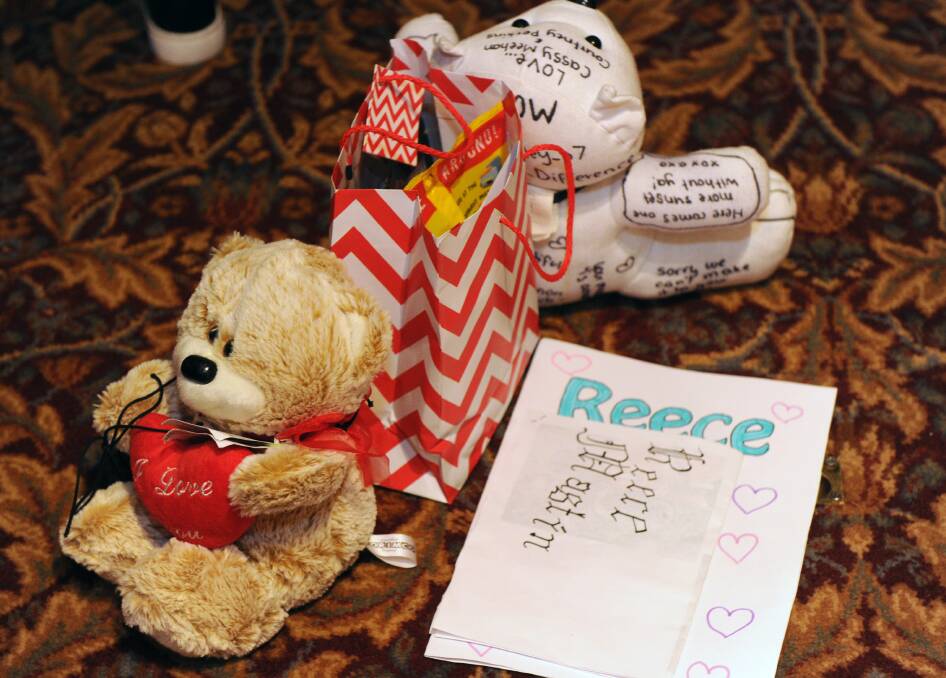 Fans brought presents for Reece.  Picture: JODIE DONNELLAN 