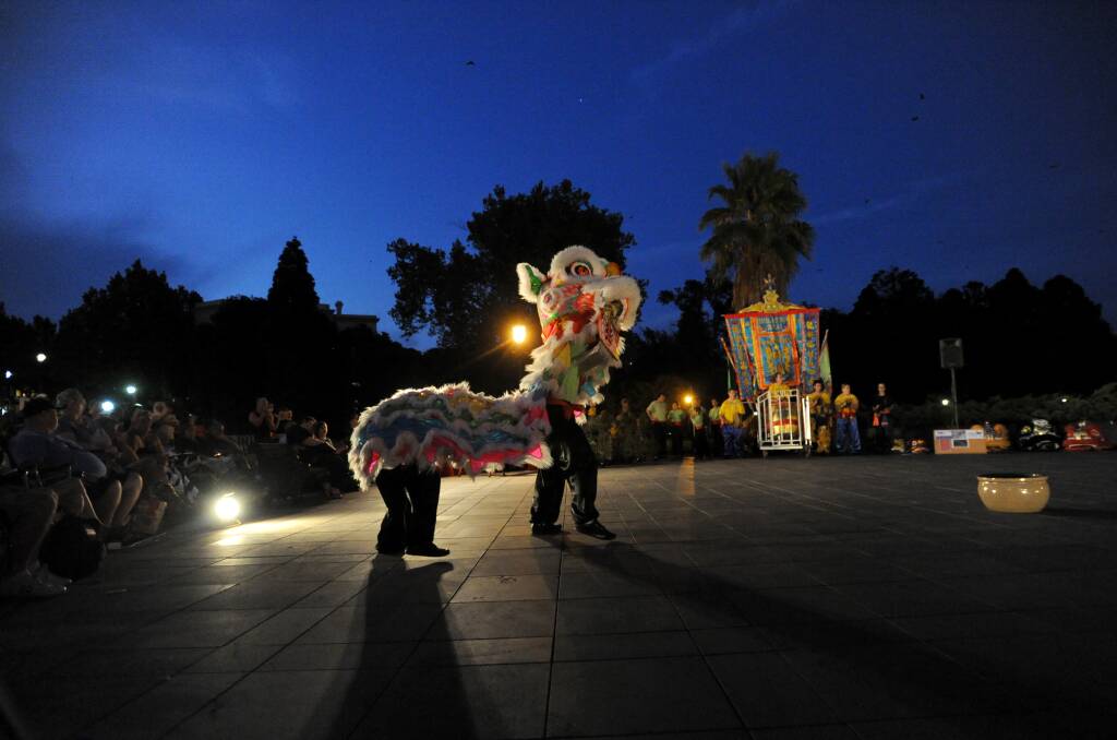 The Central Victorian Lion Team performing as part of the Chinese New Year celebrations. Picture: JODIE DONNELLAN 