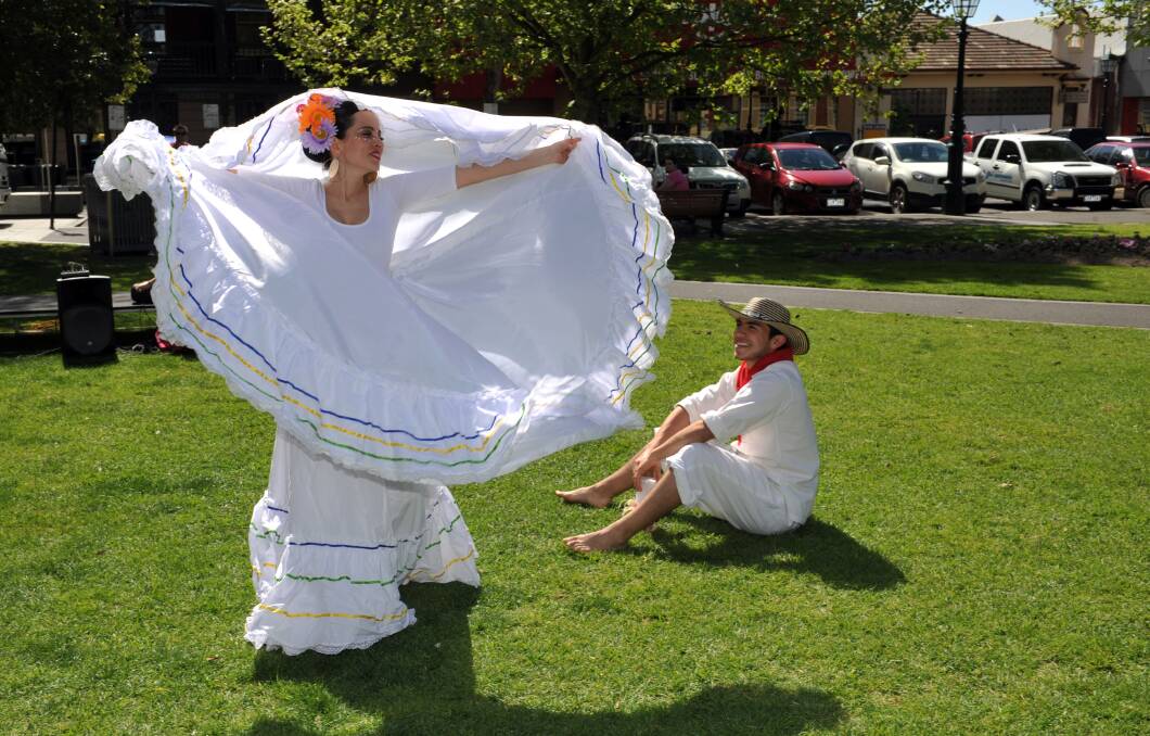 The ''Tunjos Cantaros'' dancers at the P.E.A.C.E. Children and Arts Festival in the Civic Gardens. Picture: JULIE HOUGH