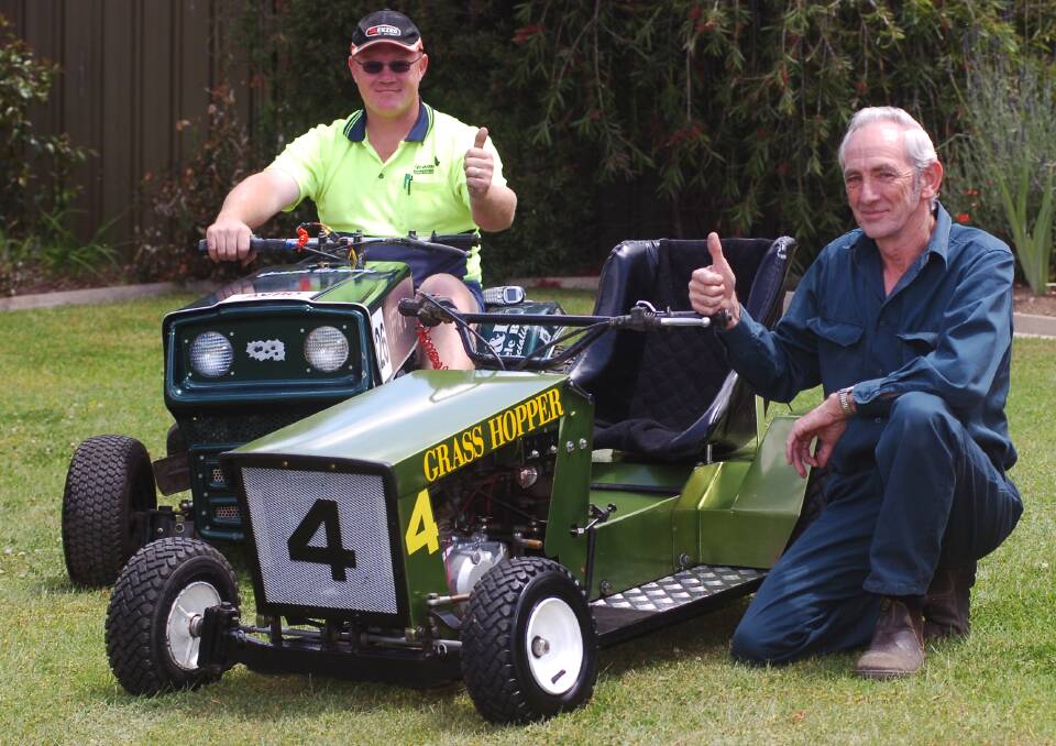 Lawn Mover Racing - Royce O'Brien & Brian Huggins.
pic ; LAURA SCOTT.
