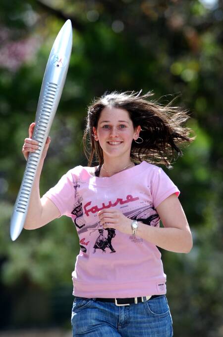 Kaela Philbrick, 15, from Bendigo will be carrying the batton at the Commonwealth Games relay. Picture ; PETER HYETT.