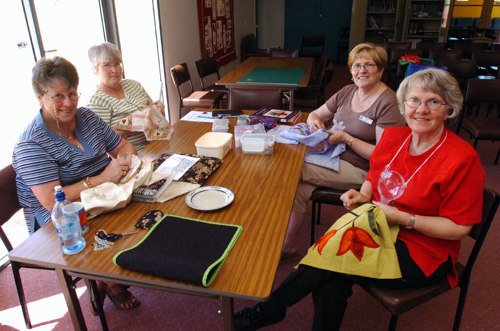 Marilyn Field, Helen Huxtable, Fran Dalwood and Barbara Della at Strathdale Quilters. pic by Andrew Perryman.