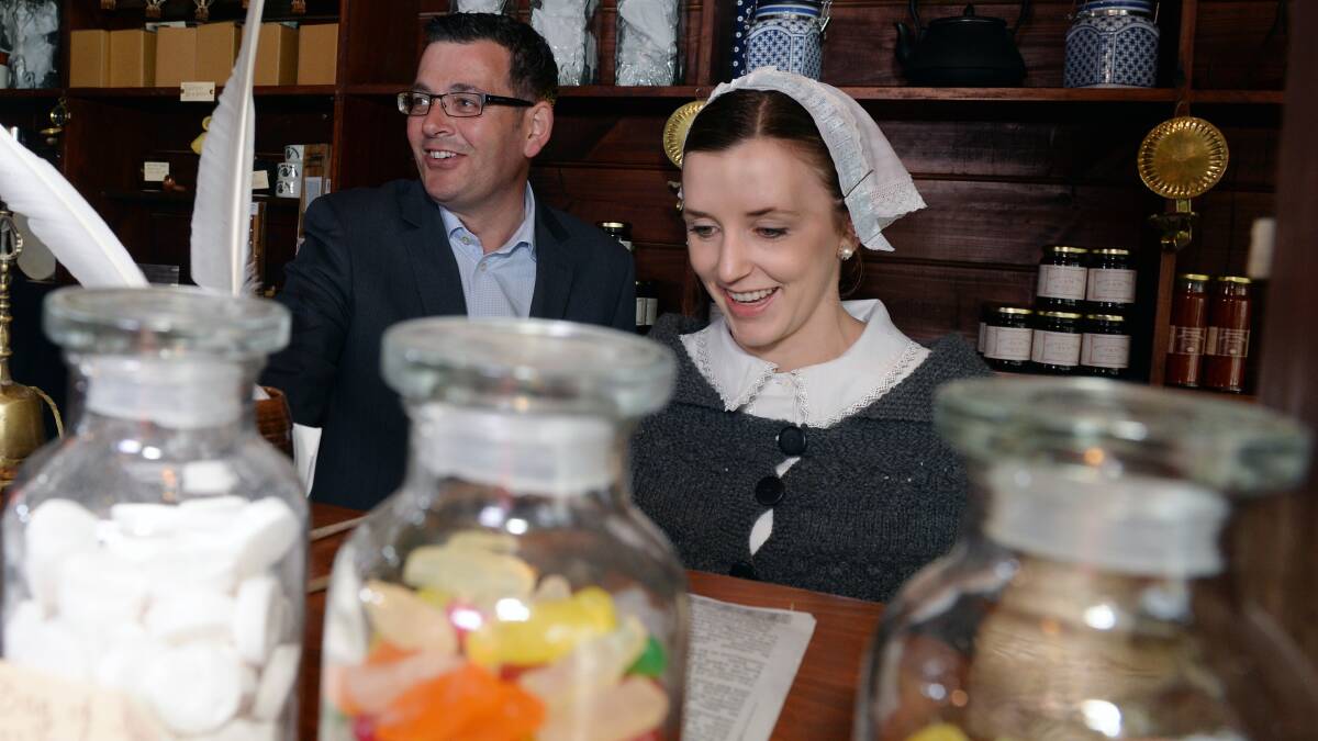 Daniel Andrews made a fleeting visit to Soverign Hill on Monday morning PIC: Kate Healy 