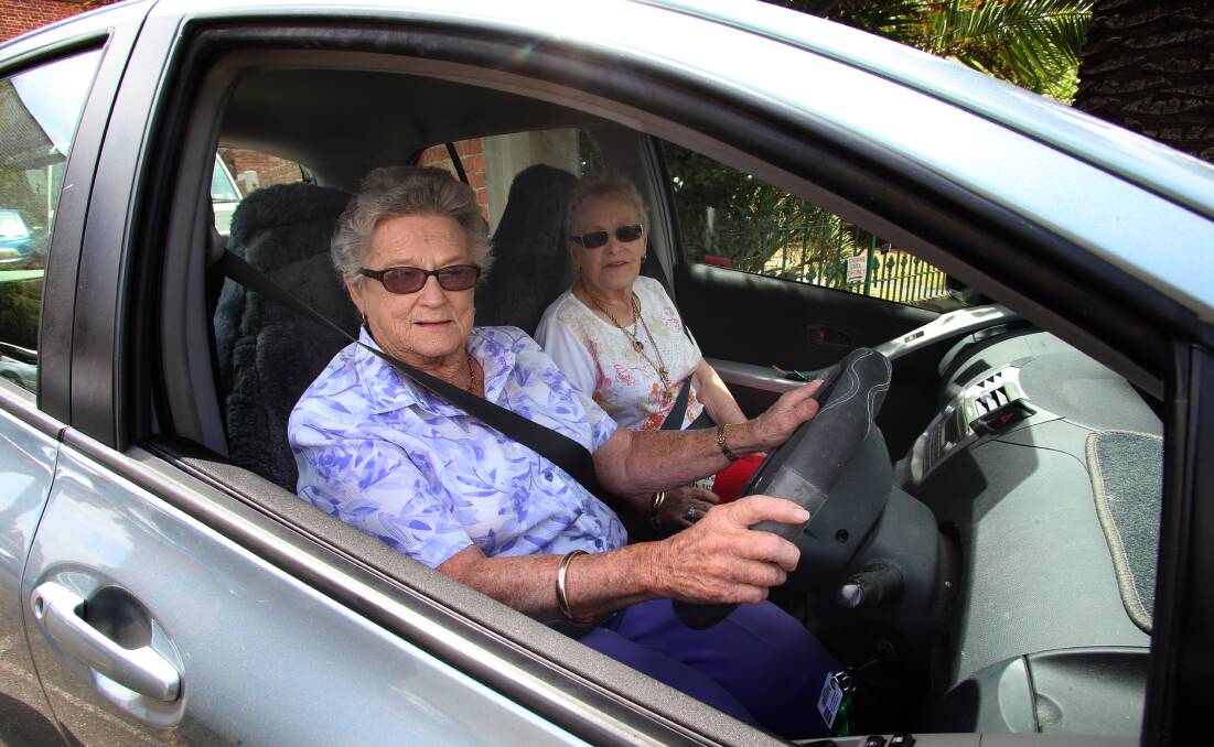 SAFE: Elderly drivers Mavis Lowndes and Dot Hockings. Picture: PETER WEAVING 