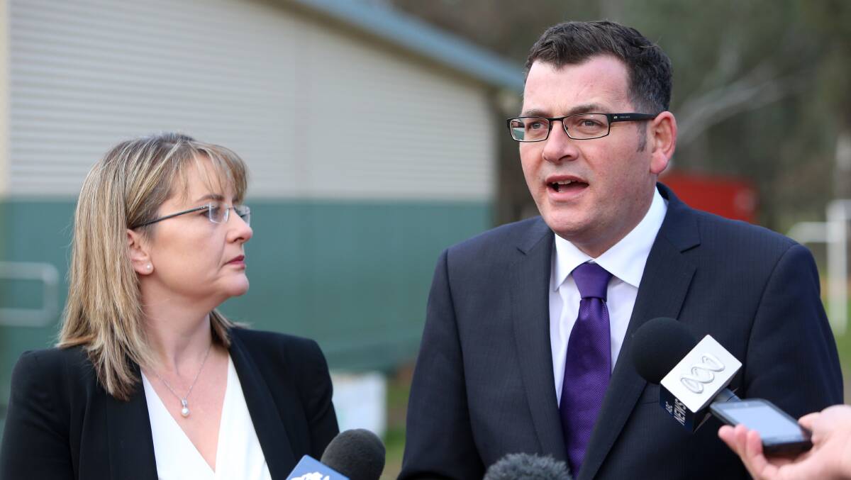 QUESTIONING: Daniel Andrews answers questions in Epsom over allegations of Labor Party involvement in the leaking of an explosive private conversation between Ted Baillieu and a Fairfax journalist. Picture: GLENN DANIELS