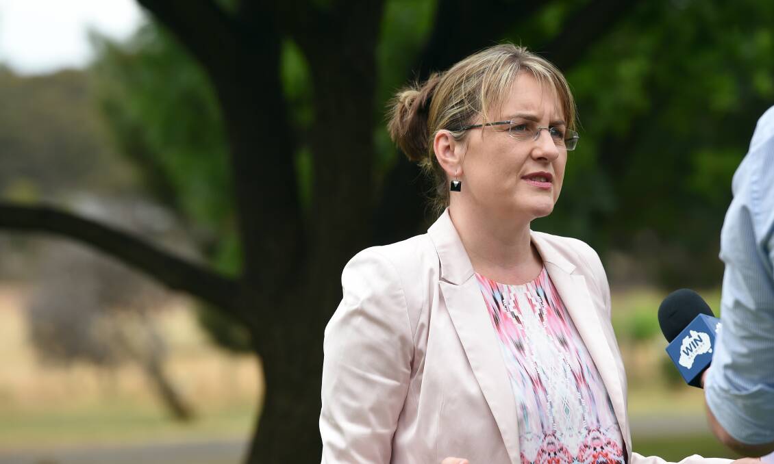 LISTENING: Jacinta Allan announces wine tourism funding in the election campaign. She is the Agriculture Minister of choice for the VFF. Picture: JODIE DONNELLAN
