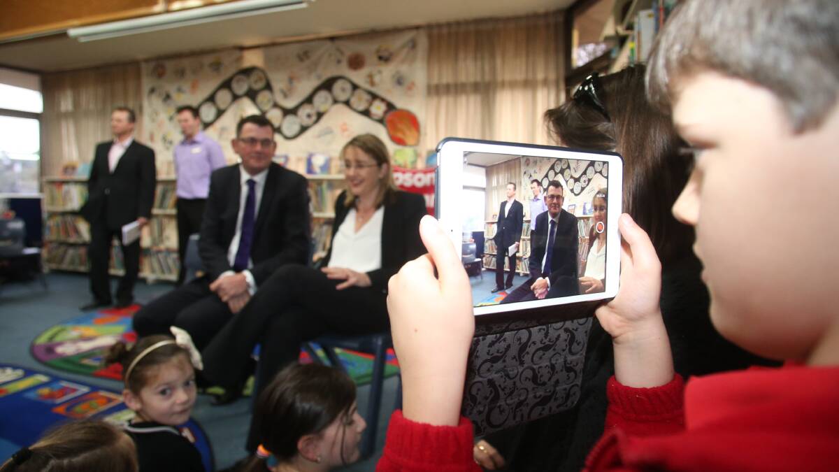 ALL SMILES: Daniel Andrews and Jacinta Allan at the $5.7 million announcement to rebuild Epsom Primary School. Picture: GLENN DANIELS