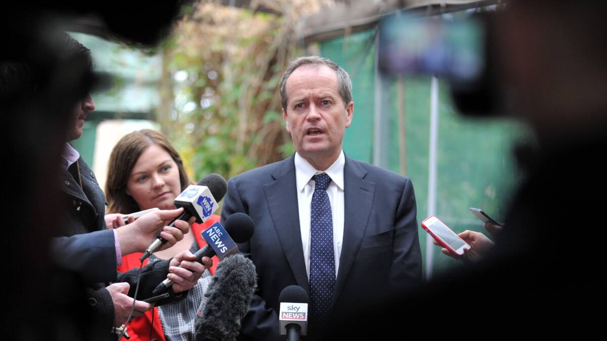 SPOTLIGHT: Bill Shorten fronts the media in Bendigo in April with Lisa Chesters. Picture: JODIE DONNELLAN