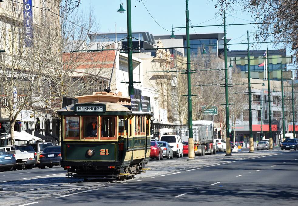 Hopping on and off a commuter tram in Bendigo could happen in 20 years, likely 50 years, most likely never, but they seem to make sense in big cities. Picture: JODIE WIEGARD