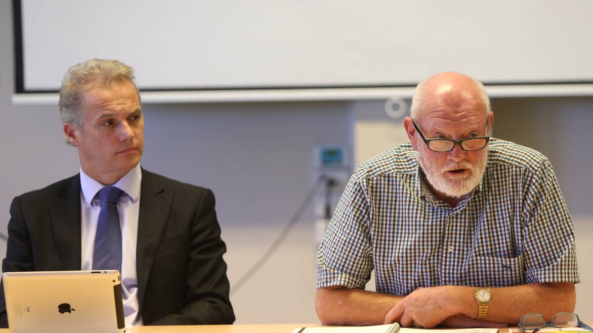 Director of presentation and assets Darren Fuzzard and Mayor Peter Cox at Monday's meeting. Picture: GLENN DANIELS