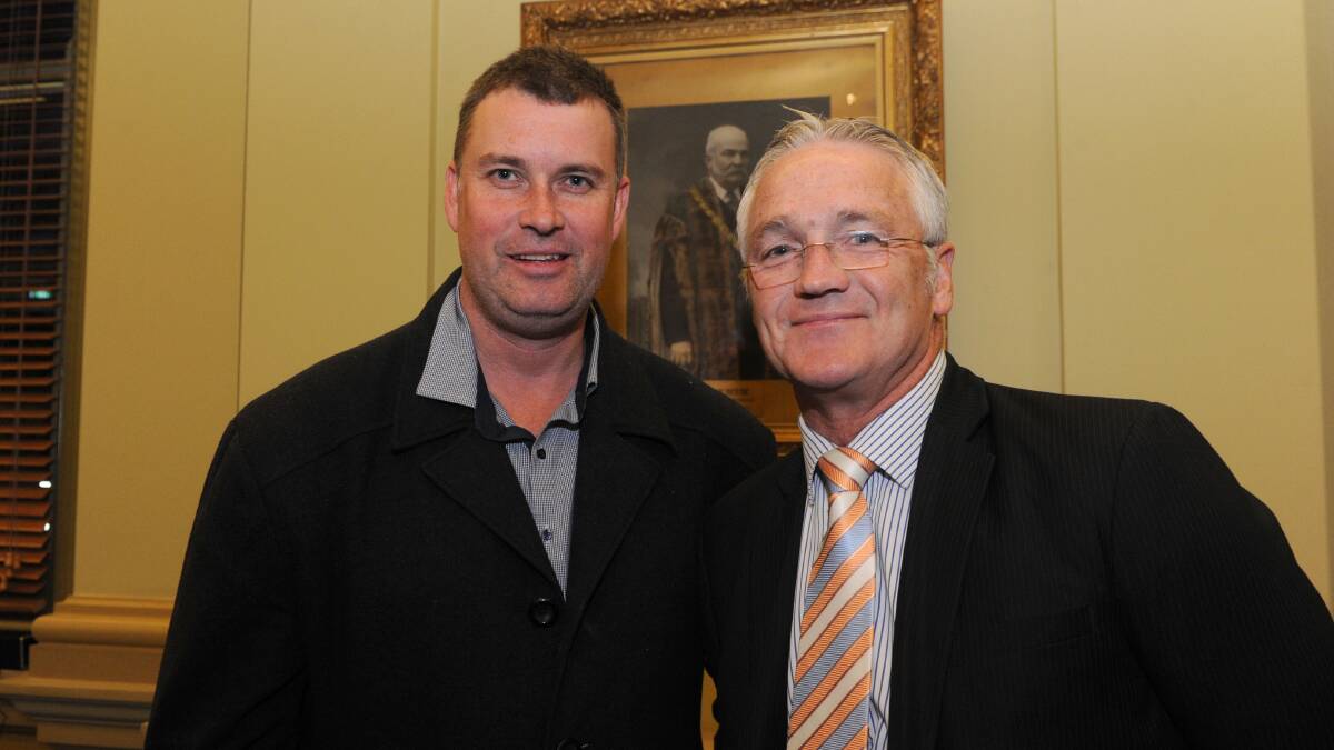Steven Oliver with Nationals MLC Damian Drum at an event launch last year.