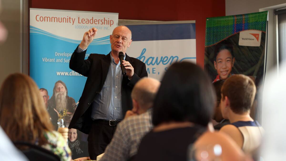 PASSIONATE: Reverend Tim Costello speaks about human development during an event at Quills in Bendigo. Picture: PETER WEAVING
