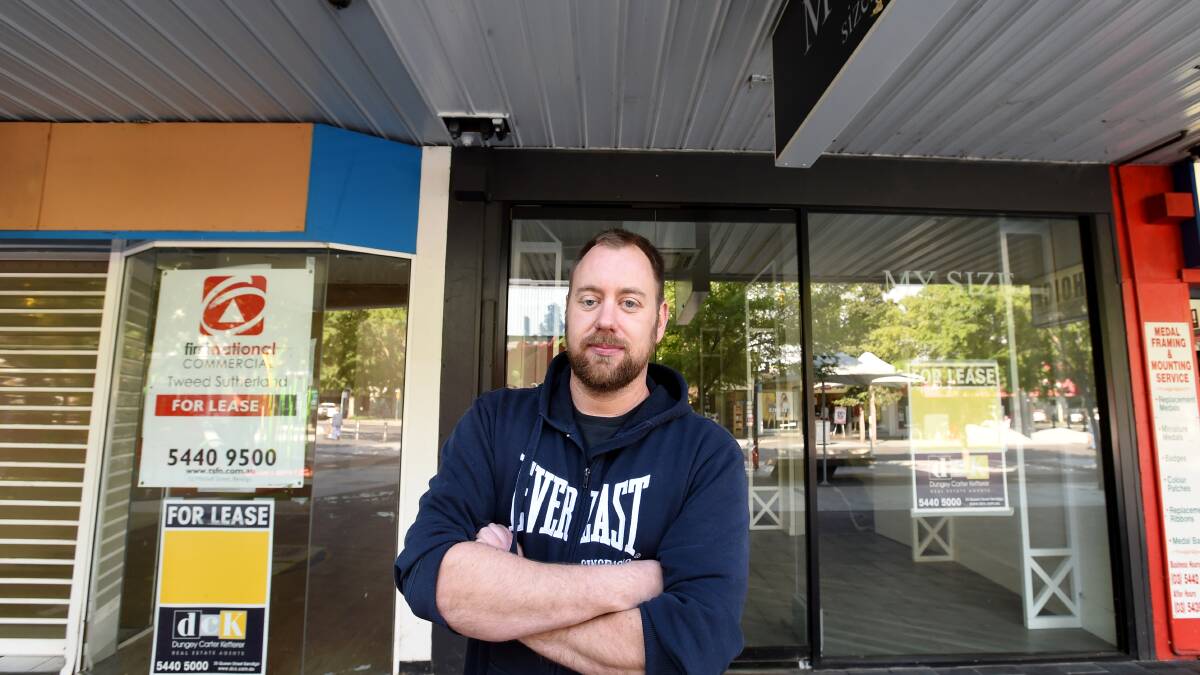 Free Choice Tobacconist manager Scott Dalgliesh wants one-hour free parking in the CBD. Picture: JODIE DONNELLAN